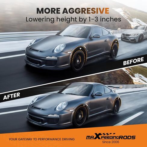 maxpeedingrods Racing Coilover لفورد موستانج 1994-2004، طقم تعليق كويلوفيرز قابل للتعديل بـ 24 مستوى، دعامات امتصاص الصدمات قابلة للتعديل، طقم خفض السباق T7، أسود in Kuwait