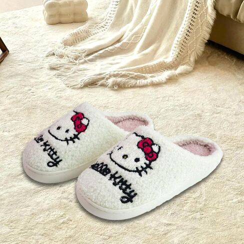 Slippers For Women Girls Cute Cat Fuzzy House Slippers For Indoor Bedroom,White in Saudi Arabia