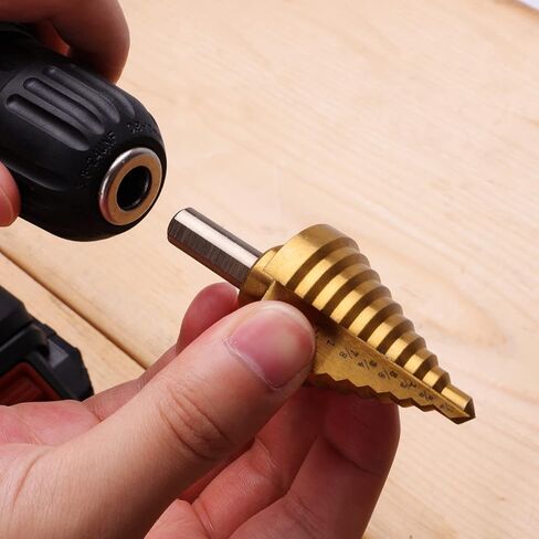 Yougfin Step Drill Bit، 5+1PCS HSS Titanium Step Drill Bit Set، 50 حجمًا لقم خطوة فولاذية عالية السرعة للمعادن مع علبة ألومنيوم in Kuwait