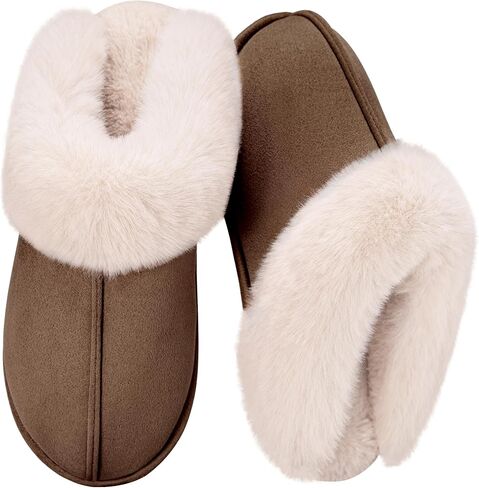 Womens Fuzzy House Slippers Memory Foam House Shoes Slip On Bedroom Slippers for Indoor Outdoor Use in Saudi Arabia