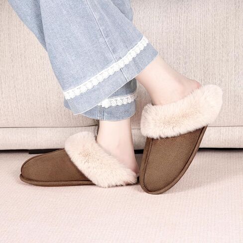 Womens Fuzzy House Slippers Memory Foam House Shoes Slip On Bedroom Slippers for Indoor Outdoor Use in Saudi Arabia