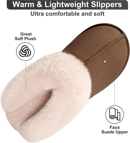 Womens Fuzzy House Slippers Memory Foam House Shoes Slip On Bedroom Slippers for Indoor Outdoor Use in Saudi Arabia