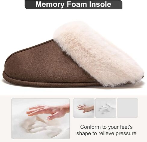 Womens Fuzzy House Slippers Memory Foam House Shoes Slip On Bedroom Slippers for Indoor Outdoor Use in Saudi Arabia