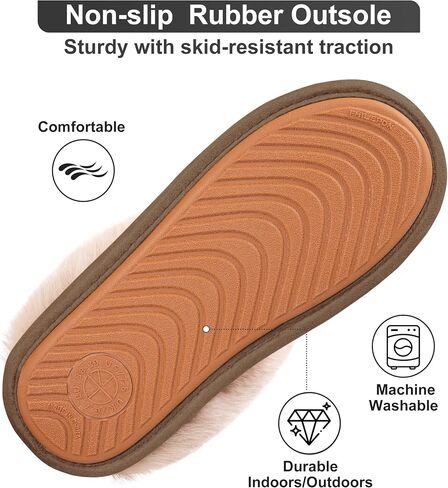 Womens Fuzzy House Slippers Memory Foam House Shoes Slip On Bedroom Slippers for Indoor Outdoor Use in Saudi Arabia