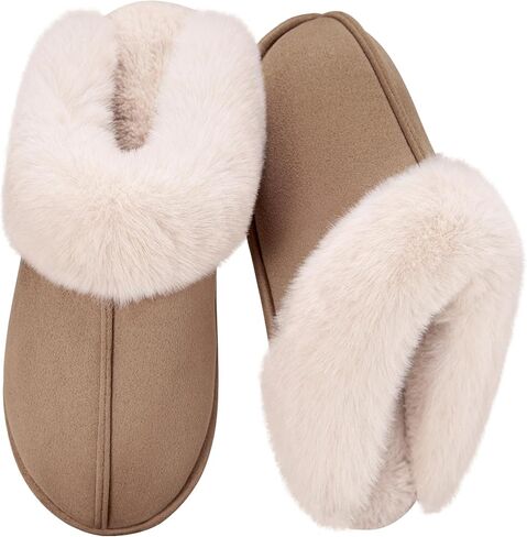 Womens Fuzzy House Slippers Memory Foam House Shoes Slip On Bedroom Slippers for Indoor Outdoor Use in Saudi Arabia