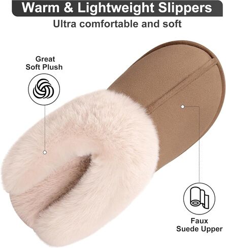 Womens Fuzzy House Slippers Memory Foam House Shoes Slip On Bedroom Slippers for Indoor Outdoor Use in Saudi Arabia