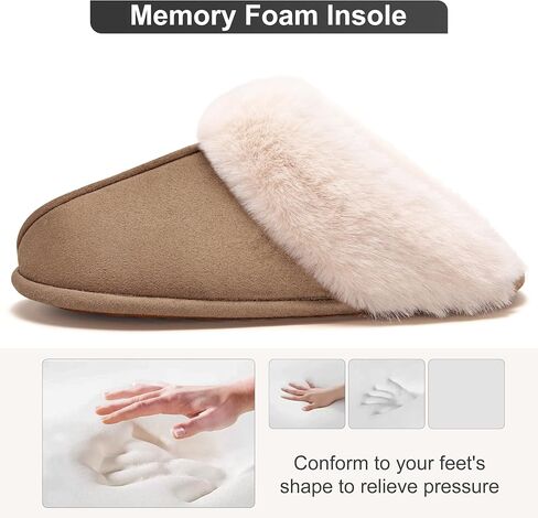 Womens Fuzzy House Slippers Memory Foam House Shoes Slip On Bedroom Slippers for Indoor Outdoor Use in Saudi Arabia