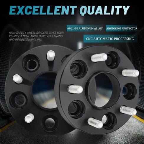 IRONTEK 5x4.25in Wheel Spacers 1" Real Forged Spacers with 63.4mm Hub Bore M12x1.5 Studs Fit for Ford Escape/Focus/Taurus, for Volvo C30/ C70/ S40, for Lincoln LS/MKC/MKZ 2PCS in Saudi Arabia