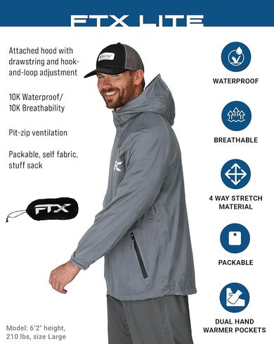 FROGG TOGGS Men's FTX Lite Rain Jacket – Waterproof, Breathable, Stretch Comfort in Saudi Arabia