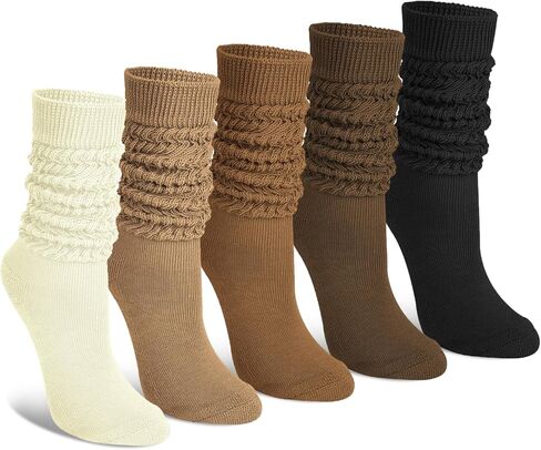 Justay 5 Pairs Slouch Socks Knit Slouchy Cotton Tube Socks Cute Knee High Boot Socks Long Scrunch Socks for Woman Gifts in Kuwait