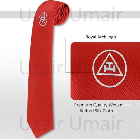 ربطة عنق من الحرير المنسوج من Royal Arch Masonic Regalia Craft Masons بشعار أحمر/أبيض in Saudi Arabia