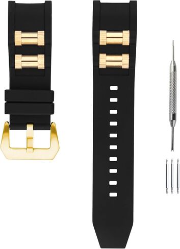 سوار ساعة مطاطي متوافق مع Invicta Russian Diver 1242 1433 1434 1435 1436 1437 1438 1595 1799 استبدال حزام السيليكون للرجال والنساء، سوار ساعة Wirst، إدراج ذهبي in Kuwait