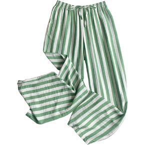 GORGLITTER Women's Striped Pants Elastic Waist Lightweight Palazzo Pants Wide Leg Beach Vacation Trousers in Saudi Arabia