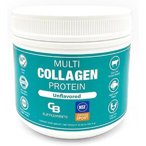 مكملات CB المعتمدة من NSF للرياضة، مسحوق بروتين الكولاجين المتعدد لدعم العظام والجلد والشعر والمفاصل | مكملات الكولاجين المتحللة (58 حصة (عبوة من 1)، بدون نكهة) in Kuwait