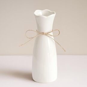 مزهرية سيراميك بيضاء من حبل الجوت، مزهريات صغيرة بسيطة لديكور المنزل، مزهرية زهور حديثة بسيطة، مزهرية لامعة مزخرفة أنيقة لعشب بامباس، والمكتب، وغرفة المعيشة، والرف وديكور غرفة النوم in Kuwait