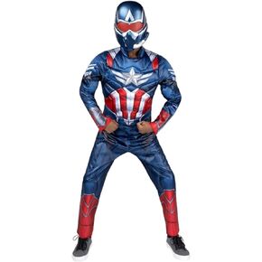Jazwares 2025 Marvel Captain America SAM WILSON زي الهالوين للشباب للأولاد - بذلة مع قناع بلاستيكي in Kuwait