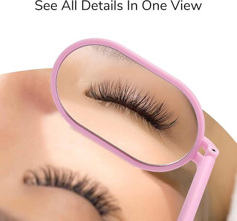 Lash Mirror for Eyelash Extensions, Detachable Stainless Steel Large Eyelash Mirror, Pink in Saudi Arabia