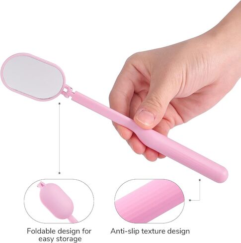 Lash Mirror for Eyelash Extensions, Detachable Stainless Steel Large Eyelash Mirror, Pink in Saudi Arabia