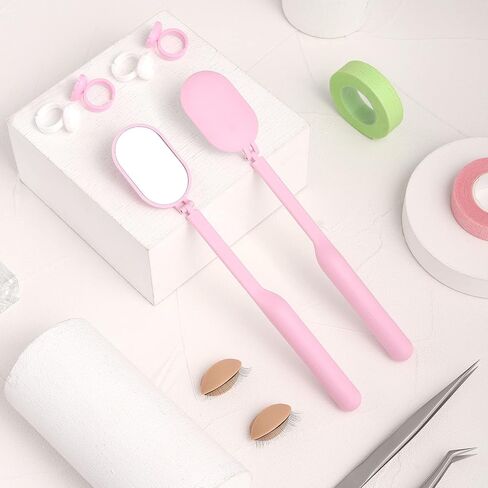 Lash Mirror for Eyelash Extensions, Detachable Stainless Steel Large Eyelash Mirror, Pink in Saudi Arabia