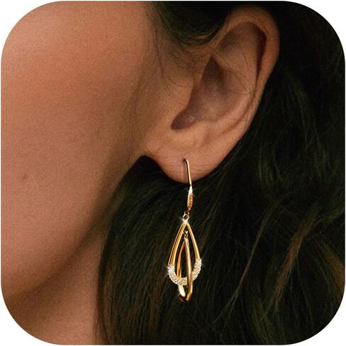 Gold Earrings for Women, Silver Earrings, Trendy Dangle Stud Jewelry for Women, 14K Gold-Plated and Silver Dainty Jewelry Cute Teardrop Dangling Gift in Saudi Arabia