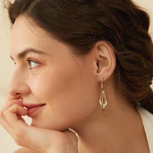 Gold Earrings for Women, Silver Earrings, Trendy Dangle Stud Jewelry for Women, 14K Gold-Plated and Silver Dainty Jewelry Cute Teardrop Dangling Gift in Saudi Arabia