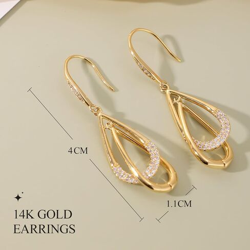 Gold Earrings for Women, Silver Earrings, Trendy Dangle Stud Jewelry for Women, 14K Gold-Plated and Silver Dainty Jewelry Cute Teardrop Dangling Gift in Saudi Arabia