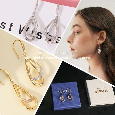 Gold Earrings for Women, Silver Earrings, Trendy Dangle Stud Jewelry for Women, 14K Gold-Plated and Silver Dainty Jewelry Cute Teardrop Dangling Gift in Saudi Arabia