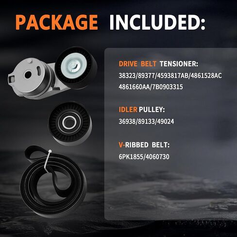 Serpentine Belt Drive Kit with Tensioner & Idler Pulley Compatible with Ram 1500 2013-2022, 1500 Classic 2019-2022, Fit for 5.7L V8 Engine (OHV) in Saudi Arabia