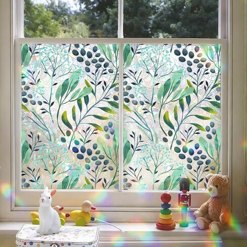فيلم الخصوصية لنافذة الزجاج الملون، فيلم نافذة ثلاثي الأبعاد على شكل هلال قزحية قوس قزح مقاوم للأشعة فوق البنفسجية، غشاء خصوصية للنافذة الثابتة قابل للتقشير واللصق للنوافذ الزجاجية للحمام 17.52 بوصة × 39.37 بوصة in Kuwait
