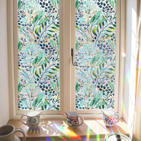 فيلم الخصوصية لنافذة الزجاج الملون، فيلم نافذة ثلاثي الأبعاد على شكل هلال قزحية قوس قزح مقاوم للأشعة فوق البنفسجية، غشاء خصوصية للنافذة الثابتة قابل للتقشير واللصق للنوافذ الزجاجية للحمام 17.52 بوصة × 39.37 بوصة in Kuwait