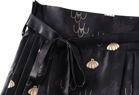 Women's Horse Face Skirt Flower Print Pleated Tie Up A-Line Long Skirt Chinese Style Ming Dynasty Hanfu Midi Skirt in Kuwait