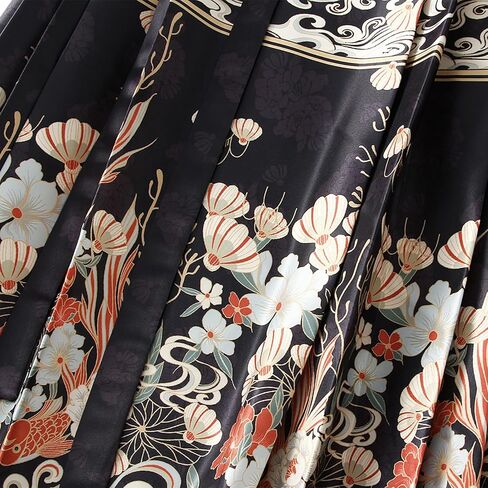 Women's Horse Face Skirt Flower Print Pleated Tie Up A-Line Long Skirt Chinese Style Ming Dynasty Hanfu Midi Skirt in Kuwait