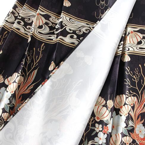 Women's Horse Face Skirt Flower Print Pleated Tie Up A-Line Long Skirt Chinese Style Ming Dynasty Hanfu Midi Skirt in Kuwait