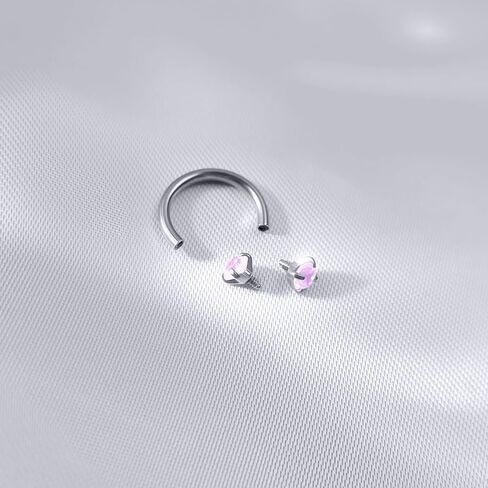 Horseshoe Nose Ring 16g Silver Gold Septum Rings Stainless Steel Pink CZ Septum Jewelry Double Gem Horseshoe with Replacement Balls Nose Lip Rings Hoop Labret Jewelry Cartilage Stud Earrings Daith Piercing Jewelry in Kuwait