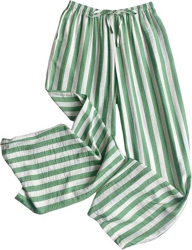 GORGLITTER Women's Striped Pants Elastic Waist Lightweight Palazzo Pants Wide Leg Beach Vacation Trousers in Saudi Arabia