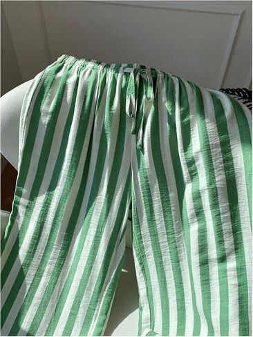 GORGLITTER Women's Striped Pants Elastic Waist Lightweight Palazzo Pants Wide Leg Beach Vacation Trousers in Saudi Arabia
