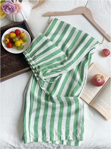 GORGLITTER Women's Striped Pants Elastic Waist Lightweight Palazzo Pants Wide Leg Beach Vacation Trousers in Saudi Arabia