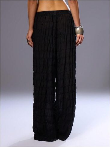 Floerns Women's Y2k Low Rise Wide Leg Pants Elastic Waist Casual Loose Baggy Trousers in Saudi Arabia