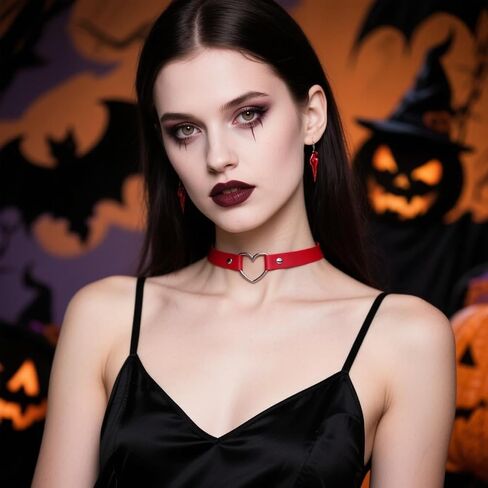 CSIYANJRY99 Goth Heart Choker Necklace for Women Punk Style Adjustable Soft PU Leather Collar Chain Choker Halloween Rave Outfit Party Jewelry in Saudi Arabia