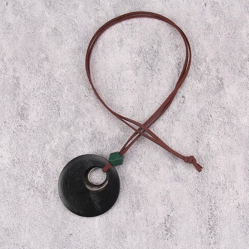 Vintage Leather Necklace for Women Men Handmade Boho Alloy Turquoise Wood Choker Pendant Necklaces with Long Adjustable Leather Cord in Saudi Arabia