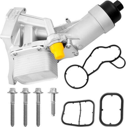 Engine Oil Cooler Filter Housing Aluminum Assembly Kit with Gasket & Bolts – Fits for 2016-2022 BMW F30 230i 330i 330e 430i 530i 530e 740e X3 X4 (B46/B48 2.0L Turbo) Replaces 11428596283 926-434 in Saudi Arabia