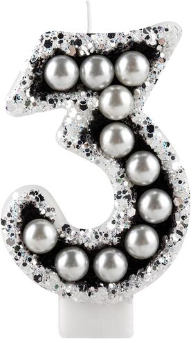 Black Pearl Birthday Candles, Number 21 Candle, Happy Birthday Candles for Cakes, 21st Birthday Cake Decoration for Women Birthday Party Wedding Anniversary Celebration Cake Toppers Supplies in Kuwait