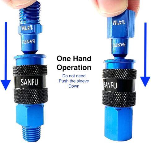 SANFU Air Hose Fittings, Aluminum AMT Universal Air Coupler Air Plug Kit, 1/4 Inch Threads Size, Lightweight, 15 Pieces Air Compressor Accessories Fittings Kit(Black) in Saudi Arabia