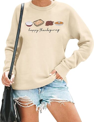 LUKYCILD Thanksgiving Sweatshirt Fall Shirt for Women: Funny Thanksgiving Turkey Sweatshirts Long Sleeve Graphic Pullover Top in Saudi Arabia
