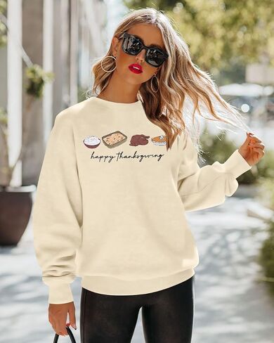 LUKYCILD Thanksgiving Sweatshirt Fall Shirt for Women: Funny Thanksgiving Turkey Sweatshirts Long Sleeve Graphic Pullover Top in Saudi Arabia