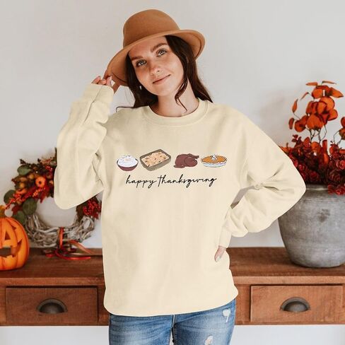 LUKYCILD Thanksgiving Sweatshirt Fall Shirt for Women: Funny Thanksgiving Turkey Sweatshirts Long Sleeve Graphic Pullover Top in Saudi Arabia