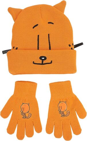 Dog Man Petey the Cat Youth Cuff Hat And Knit Gloves Cold Weather Set in Saudi Arabia