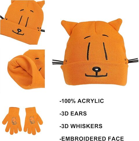 Dog Man Petey the Cat Youth Cuff Hat And Knit Gloves Cold Weather Set in Saudi Arabia
