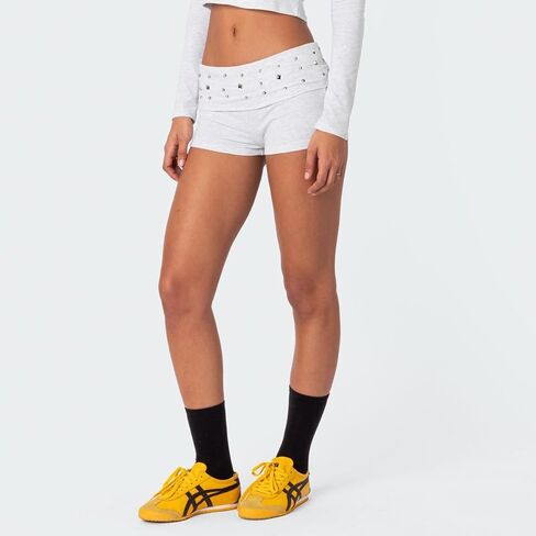 Women Y2k Low Rise Boxer Shorts Vintage Rivet Boy Shorts Fold Over Elastic Waist Hemming Bottoms in Saudi Arabia
