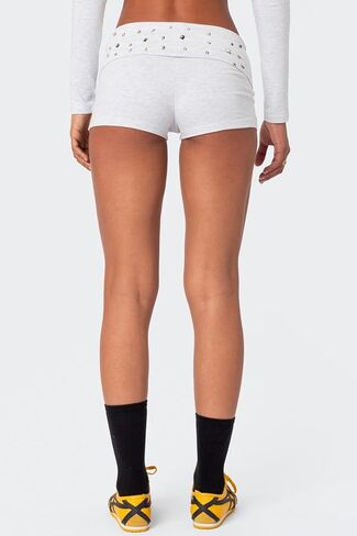 Women Y2k Low Rise Boxer Shorts Vintage Rivet Boy Shorts Fold Over Elastic Waist Hemming Bottoms in Saudi Arabia